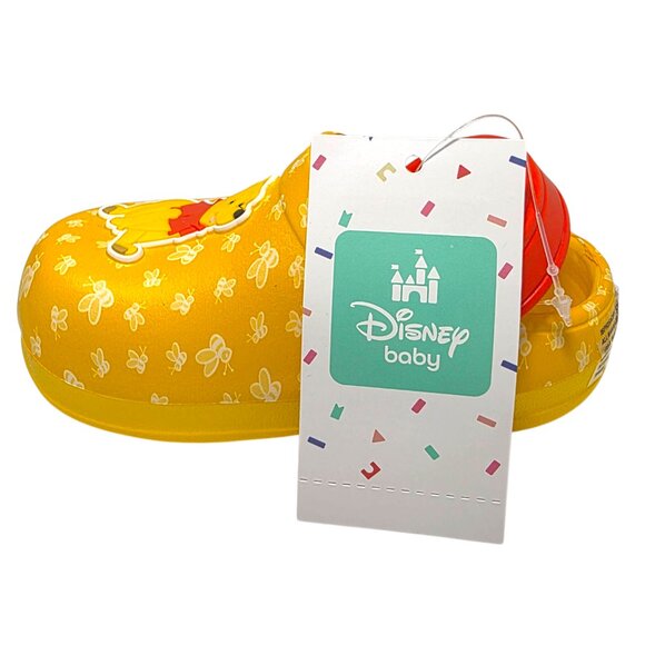 Disney Winnie The Pooh Clogs Toddler Sz 5 & 6 Yellow Easy-On/Off Swiveling Strap - Picture 2 of 7